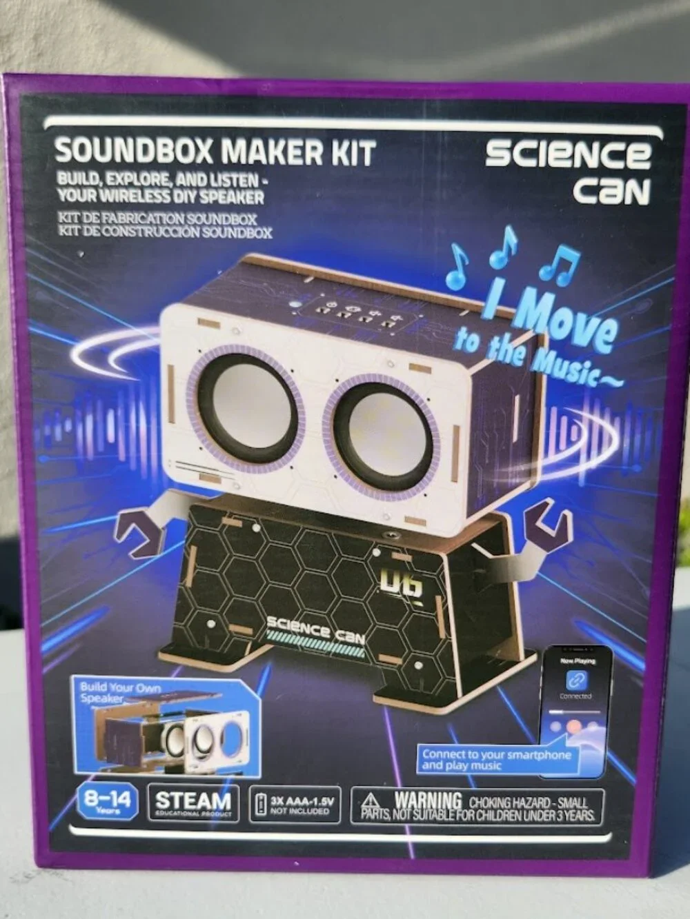 NEW Science STEM Toy DIY Bluetooth Speaker Kit Robot Electronic Set Wooden Puzzl